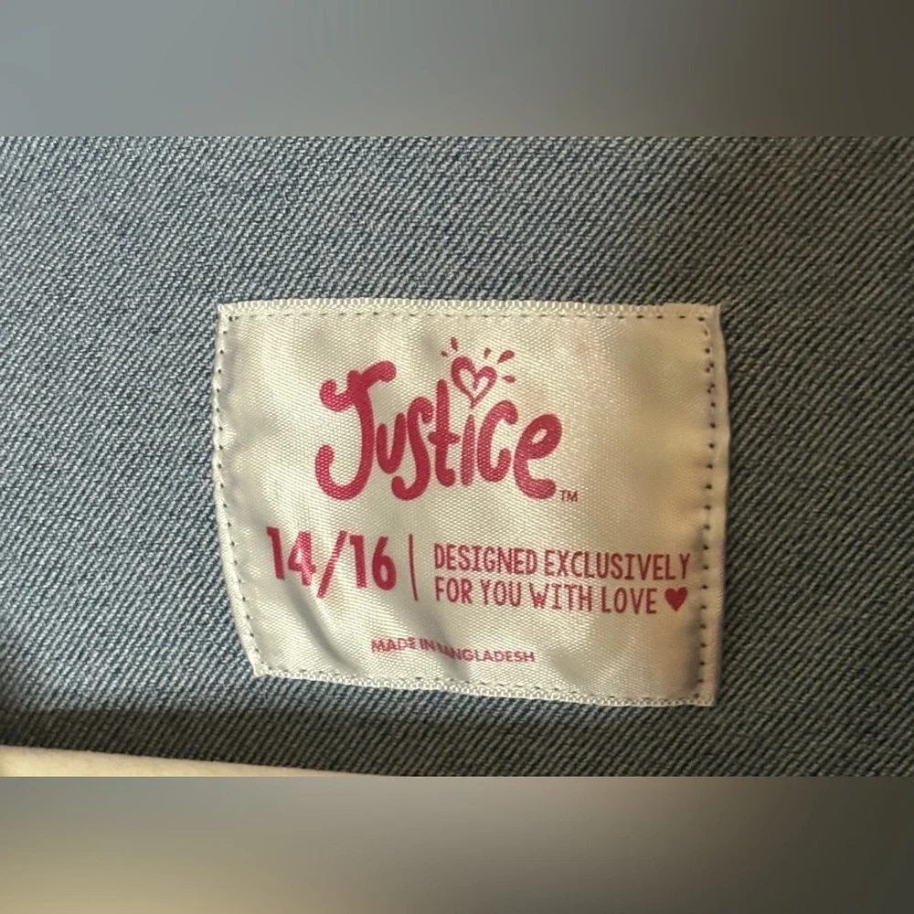 Justice Girls Distressed Jean Jacket Size 14/16